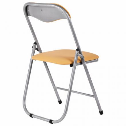 Стул складной для дома и офиса РС04, серебристый каркас, кожзам песочный Стул складной для дома и офиса РС04, серебристый каркас, кожзам песочный