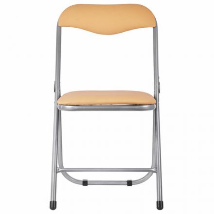 Стул складной для дома и офиса РС04, серебристый каркас, кожзам песочный Стул складной для дома и офиса РС04, серебристый каркас, кожзам песочный