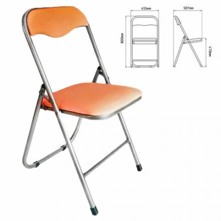 Стул складной для дома и офиса РС04, серебристый каркас, кожзам песочный Стул складной для дома и офиса РС04, серебристый каркас, кожзам песочный