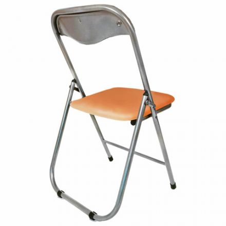 Стул складной для дома и офиса РС04, серебристый каркас, кожзам песочный Стул складной для дома и офиса РС04, серебристый каркас, кожзам песочный