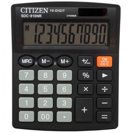 Калькулятор настольный КОМПАКТНЫЙ Citizen SDC810BN 10-разрядный черный