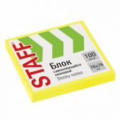 Блок самоклеящийся (стикеры), STAFF НЕОНОВЫЙ, 76х76 мм, 100 листов, желтый, 115584 Блок самоклеящийся (стикеры), STAFF НЕОНОВЫЙ, 76х76 мм, 100 листов, желтый, 115584