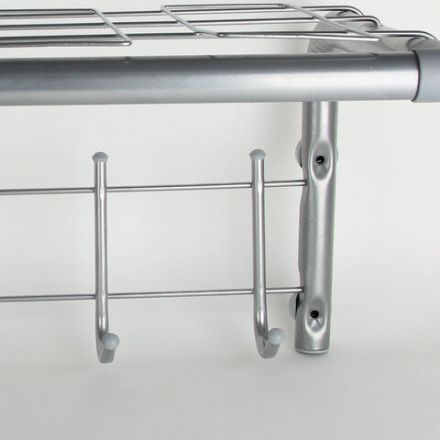 Вешалка настенная SHT-WH7, 297х705х407 мм, 5 крючков + 2 дополнительных крючка + полка, металл/пластик, хром лак Вешалка настенная SHT-WH7, 297х705х407 мм, 5 крючков + 2 дополнительных крючка + полка, металл/пластик, хром лак