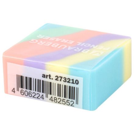 Ластик кросс-серия PASTEL, 34х34х14 мм, квадратный, ассорти, ЭКО ПВХ, BRAUBERG, 273210