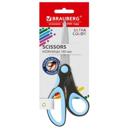 Ножницы BRAUBERG "ULTRA COLOR", 180 мм, эргономичные прорезиненные ручки, ассорти, 274313 Ножницы BRAUBERG "ULTRA COLOR", 180 мм, эргономичные прорезиненные ручки, ассорти, 274313