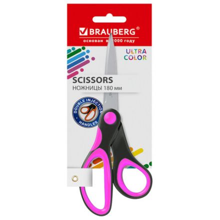 Ножницы BRAUBERG "ULTRA COLOR", 180 мм, эргономичные прорезиненные ручки, ассорти, 274313 Ножницы BRAUBERG "ULTRA COLOR", 180 мм, эргономичные прорезиненные ручки, ассорти, 274313