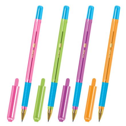 Ручка шариковая с грипом BRAUBERG "X-ONE NEON", СИНЯЯ, корпус ассорти, узел 0,5 мм, линия письма 0,35 мм, 143987 Ручка шариковая с грипом BRAUBERG "X-ONE NEON", СИНЯЯ, корпус ассорти, узел 0,5 мм, линия письма 0,35 мм, 143987