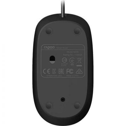 Мышь компьютерная RAPOO N200 проводная, черный Мышь компьютерная RAPOO N200 проводная, черный