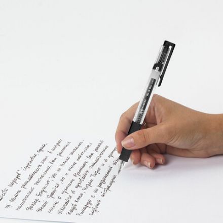 Ручка гелевая автоматическая с грипом BRAUBERG "GLA", ЧЕРНАЯ, стандартный узел 0,5 мм, линия письма 0,35 мм, 144215