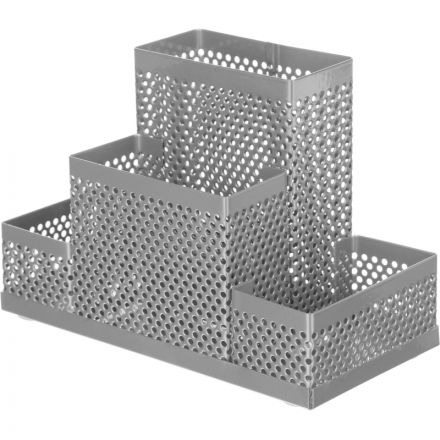 Подставка для канцелярских принадлежностей Attache Башня (4 секции, металлическая сетка, 160х110х80 мм, серебро)