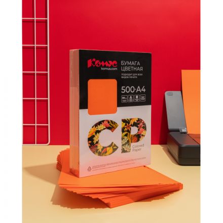 Бумага цветная Комус CP (А4,80г,оранжевый интенсив OR43) 500л Бумага цветная Комус CP (А4,80г,оранжевый интенсив OR43) 500л