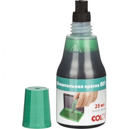 Краска штемпельная Colop 801 зеленая на водно-глицериновой основе 25 г