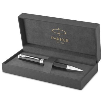 Ручка шариковая PARKER "Ingenuity Black", корпус черный, серебристые детали, черная, 2181997