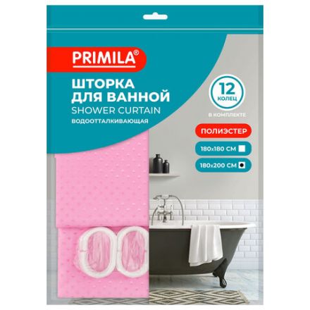 Шторка для ванной ПОЛИЭСТЕР, 180х200 см, кольца в комплекте, РОЗОВЫЙ БРИЛЛИАНТ, PRIMILA (ПРИМИЛА), 700098 Шторка для ванной ПОЛИЭСТЕР, 180х200 см, кольца в комплекте, РОЗОВЫЙ БРИЛЛИАНТ, PRIMILA (ПРИМИЛА), 700098