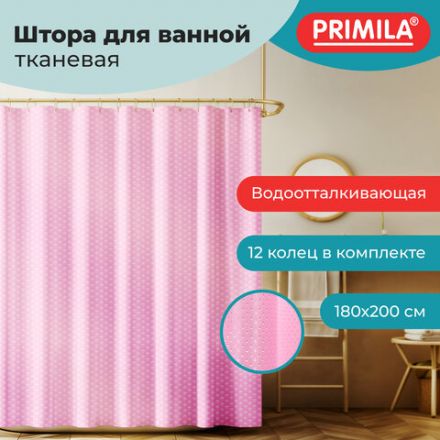 Шторка для ванной ПОЛИЭСТЕР, 180х200 см, кольца в комплекте, РОЗОВЫЙ БРИЛЛИАНТ, PRIMILA (ПРИМИЛА), 700098 Шторка для ванной ПОЛИЭСТЕР, 180х200 см, кольца в комплекте, РОЗОВЫЙ БРИЛЛИАНТ, PRIMILA (ПРИМИЛА), 700098