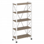 Loft Стеллаж на колесных опорах-5 полок VR.L-MST.K-5.8 Тиквуд тёмный/Белый металл 800*400*1704