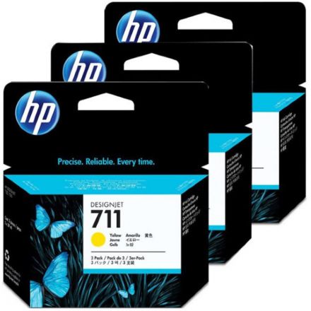 Картридж струйный HP 711 CZ136A оригинальный желтый тройная упаковка Картридж струйный HP 711 CZ136A оригинальный желтый тройная упаковка