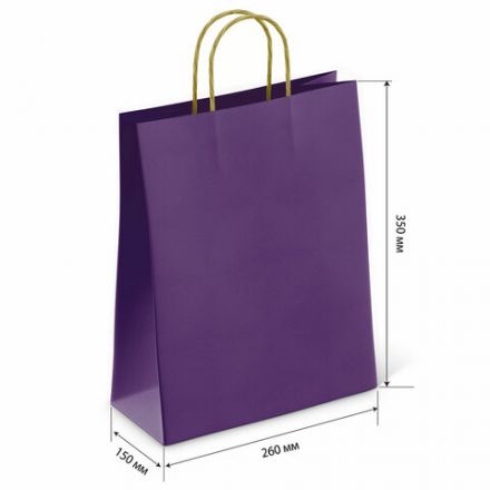 Крафт-пакет бумажный "Dark violet" 26х15х35 см, с кручеными ручками, 80 г/м2, моноцвет, 112405 Крафт-пакет бумажный "Dark violet" 26х15х35 см, с кручеными ручками, 80 г/м2, моноцвет, 112405