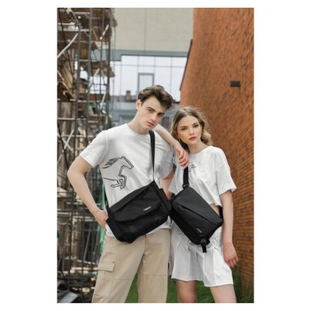 Сумка на плечо большая HEIKKI STREAM (ХЕЙКИ), карман-антивор, А5, черная, 22х31х8 см, 272640