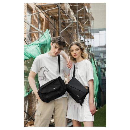 Сумка на плечо большая HEIKKI STREAM (ХЕЙКИ), карман-антивор, А5, черная, 22х31х8 см, 272640