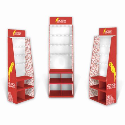 Стойка для размещения товара напольная усиленная ОСТРОВ СОКРОВИЩ, 200х60х40 см, 3 полки, 25 крючков, 504343 Стойка для размещения товара напольная усиленная ОСТРОВ СОКРОВИЩ, 200х60х40 см, 3 полки, 25 крючков, 504343