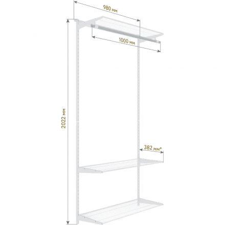 Комплект гардеробной системы LIGROOM №17, 1000×382×2022, Белый Комплект гардеробной системы LIGROOM №17, 1000×382×2022, Белый