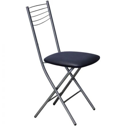 Стул для столовых Ct_Сигма-1 складн С02.00.00, к/з черн 24, карк металлик