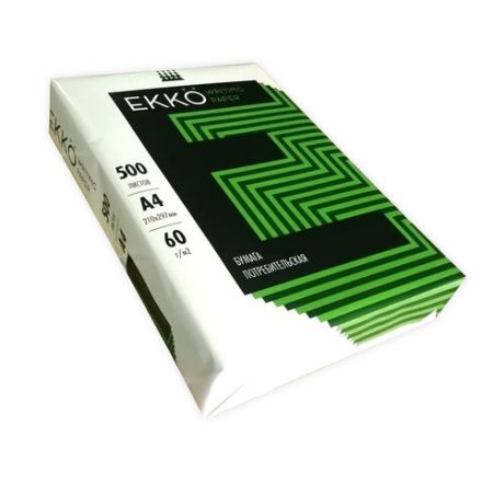 Бумага А4, 60 г/м2, белизна 60%, 500 листов, Россия, ЕККО, 114320