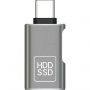 Адаптер PERO AD16 OTG, USB-C TO USB-A 3.0 + USB-C, серый