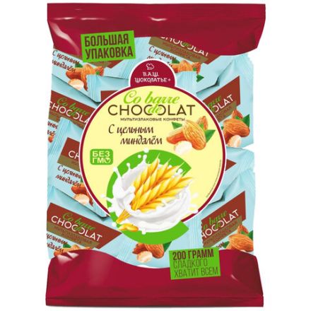 Конфеты мультизлаковые CO BARRE DE CHOCOLAT с цельным миндалем, 200 г, пакет, БП-00001137 Конфеты мультизлаковые CO BARRE DE CHOCOLAT с цельным миндалем, 200 г, пакет, БП-00001137