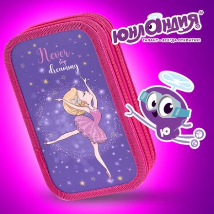 Пенал ЮНЛАНДИЯ, 2 отделения, ламинированный картон, 19х11 см, "Dancing girl", 270885 Пенал ЮНЛАНДИЯ, 2 отделения, ламинированный картон, 19х11 см, "Dancing girl", 270885