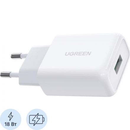 Зарядное устройство UGREEN USB-A QC 3.0 18W Charger CD122 (White) (10133)