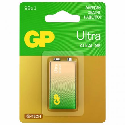 Батарейка 1 шт., GP Ultra G-Tech, Крона (6LR61, 6LF22, 1604A), алкалиновая, блистер, 1604AU-5CR1 Батарейка 1 шт., GP Ultra G-Tech, Крона (6LR61, 6LF22, 1604A), алкалиновая, блистер, 1604AU-5CR1