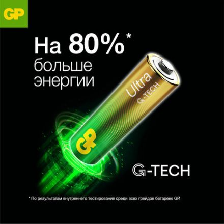 Батарейка 1 шт., GP Ultra G-Tech, Крона (6LR61, 6LF22, 1604A), алкалиновая, блистер, 1604AU-5CR1 Батарейка 1 шт., GP Ultra G-Tech, Крона (6LR61, 6LF22, 1604A), алкалиновая, блистер, 1604AU-5CR1