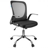 Кресло оператора Helmi HL-M04 "Active", ткань, спинка сетка черн/сиденье TW черн, рег. подлокот, хром