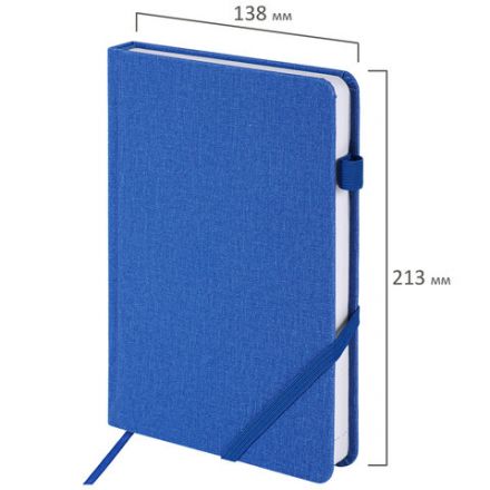 Ежедневник недатированный А5 138x213 мм BRAUBERG "Finest" под кожу, резинка, 136 л., синий, 111872 Ежедневник недатированный А5 138x213 мм BRAUBERG "Finest" под кожу, резинка, 136 л., синий, 111872