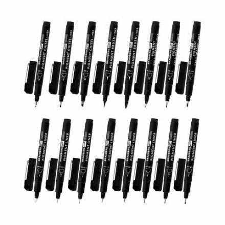 Капиллярные ручки линеры 16 шт. черные, 0,15-3,0 мм, BRAUBERG ART CLASSIC, 143946 Капиллярные ручки линеры 16 шт. черные, 0,15-3,0 мм, BRAUBERG ART CLASSIC, 143946