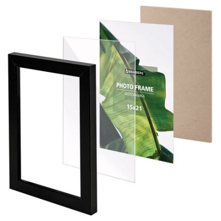 Рамка 15х21 см небьющаяся, багет 20 мм, МДФ, BRAUBERG "William", черная, 391267 Рамка 15х21 см небьющаяся, багет 20 мм, МДФ, BRAUBERG "William", черная, 391267