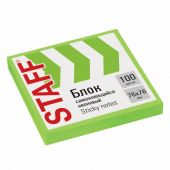 Блок самоклеящийся (стикеры), STAFF НЕОНОВЫЙ, 76х76 мм, 100 листов, зеленый, 115585 Блок самоклеящийся (стикеры), STAFF НЕОНОВЫЙ, 76х76 мм, 100 листов, зеленый, 115585