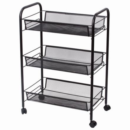 Этажерка (тележка) BRABIX офисно-бытовая 3 яруса, на колесах, металл, черная, 43,5х26х62,5 см, 603751 Этажерка (тележка) BRABIX офисно-бытовая 3 яруса, на колесах, металл, черная, 43,5х26х62,5 см, 603751