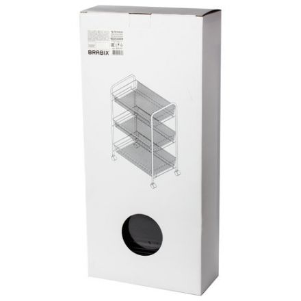 Этажерка (тележка) BRABIX офисно-бытовая 3 яруса, на колесах, металл, черная, 43,5х26х62,5 см, 603751 Этажерка (тележка) BRABIX офисно-бытовая 3 яруса, на колесах, металл, черная, 43,5х26х62,5 см, 603751