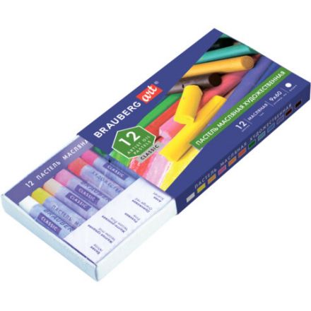 Пастель масляная художественная BRAUBERG ART CLASSIC, 12 цветов, круглое сечение, 181447 Пастель масляная художественная BRAUBERG ART CLASSIC, 12 цветов, круглое сечение, 181447