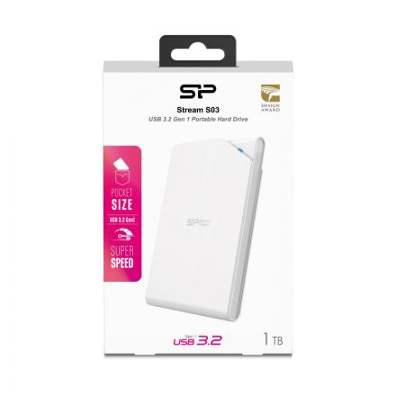 Портативный HDD Silicon Power Stream S03 1 TB USB 3.2, белый, пластик Портативный HDD Silicon Power Stream S03 1 TB USB 3.2, белый, пластик