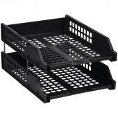 Лоток для бумаг горизонтальный СТАММ "Strong", набор 2шт., на метал. стержнях, черный Лоток для бумаг горизонтальный СТАММ "Strong", набор 2шт., на метал. стержнях, черный