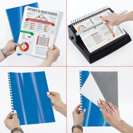 Обложки пластиковые для переплета, А4, КОМПЛЕКТ 100 шт., 300 мкм, синие, BRAUBERG, 530941 Обложки пластиковые для переплета, А4, КОМПЛЕКТ 100 шт., 300 мкм, синие, BRAUBERG, 530941