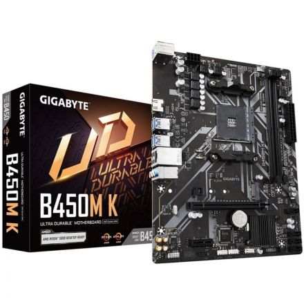 Материнская плата Gigabyte B450M K, Socket AM4, AMD B450, 2xDDR4-2933 mATX Материнская плата Gigabyte B450M K, Socket AM4, AMD B450, 2xDDR4-2933 mATX