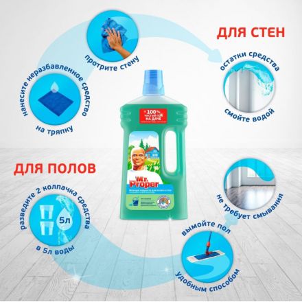 Универсальное чистящее средство Mr. Proper Горный ручей жидкость 1 л Универсальное чистящее средство Mr. Proper Горный ручей жидкость 1 л