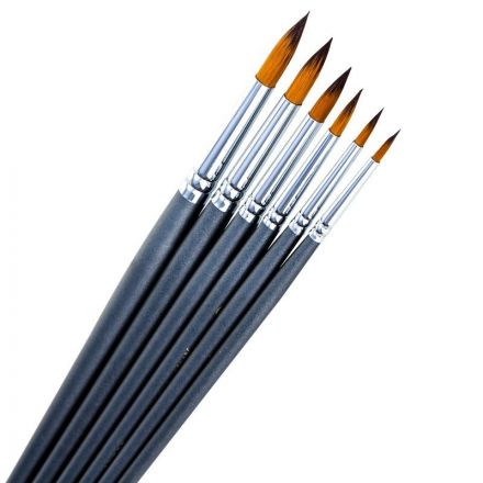 Набор кистей Deli круглая нейлон 6 шт.,пакет с европодвесом, 73892 Набор кистей Deli круглая нейлон 6 шт.,пакет с европодвесом, 73892