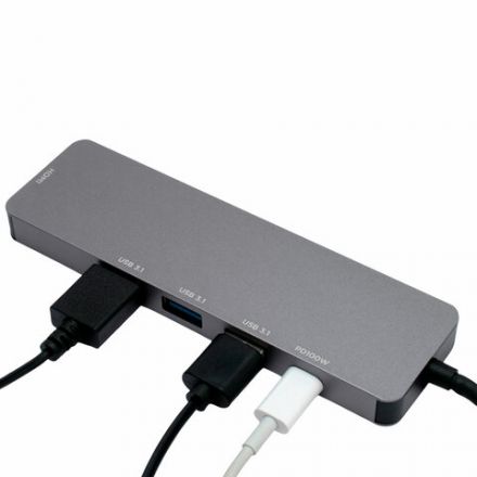 Док-станция GEMBIRD Type-C 5 в 1: 3хUSB3.1, PD100W, HDMI, кабель 17 см, алюминий, UHB-D1 Док-станция GEMBIRD Type-C 5 в 1: 3хUSB3.1, PD100W, HDMI, кабель 17 см, алюминий, UHB-D1