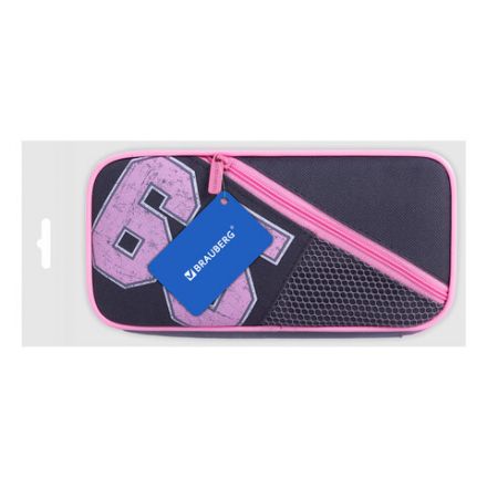 Пенал-косметичка BRAUBERG, 1 отделение, 2 кармана, органайзер, полиэстер, 21x10x5 см, серо-розовый, 270846 Пенал-косметичка BRAUBERG, 1 отделение, 2 кармана, органайзер, полиэстер, 21x10x5 см, серо-розовый, 270846